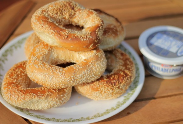 A stack of bagels