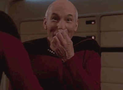 Captain Picard makes goofy face