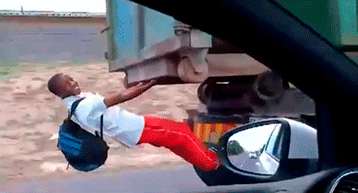 kid riding a truck