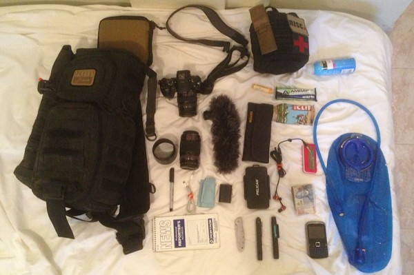 Items from Daoud's bag spread out