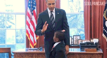 President gives high five to kid