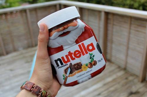 A picture of nutella in a hand