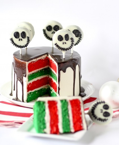 A red and green cake