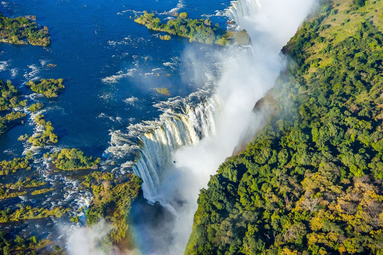 Bird eye view of the Victoria falls natural wonders