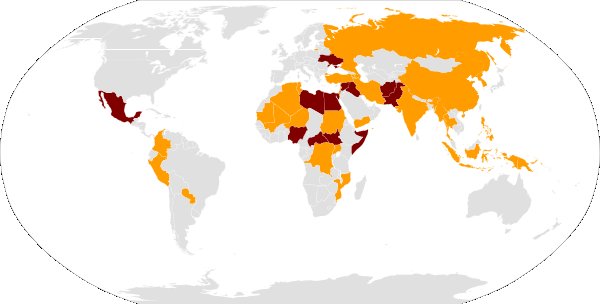 Countries with ongoing conflicts