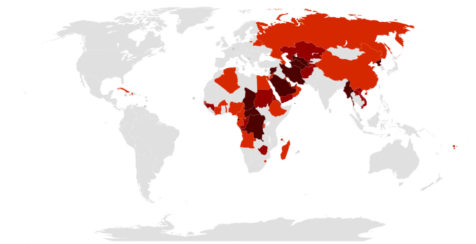 Countries governed by authoritarian regimes
