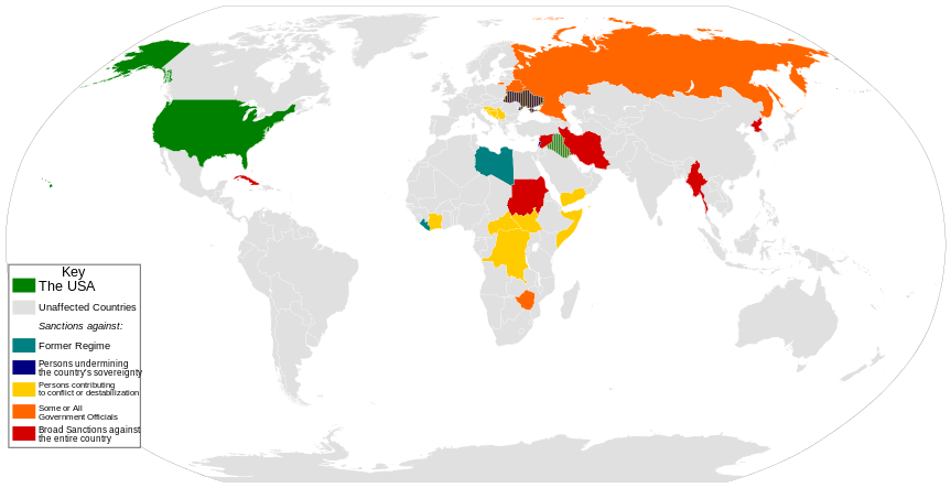 Countries the US is sanctioning