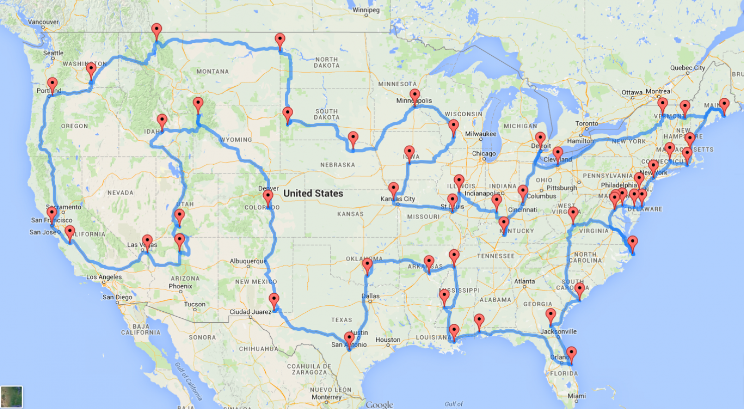 Ultimate US Road Trip Map 