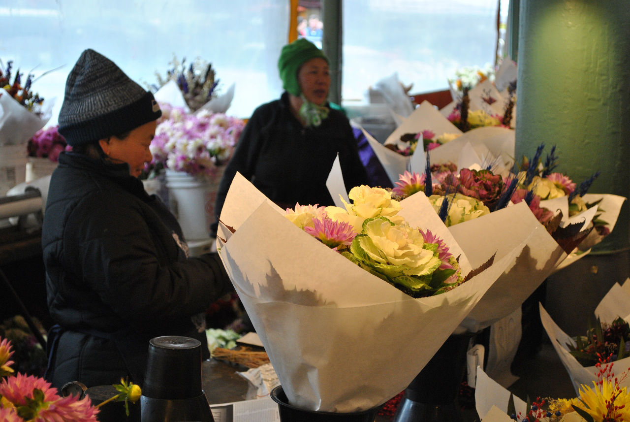Flower sellers at Pike Place Market