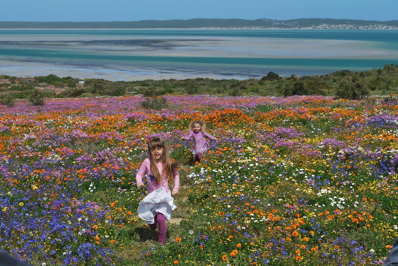 Kids in flowers