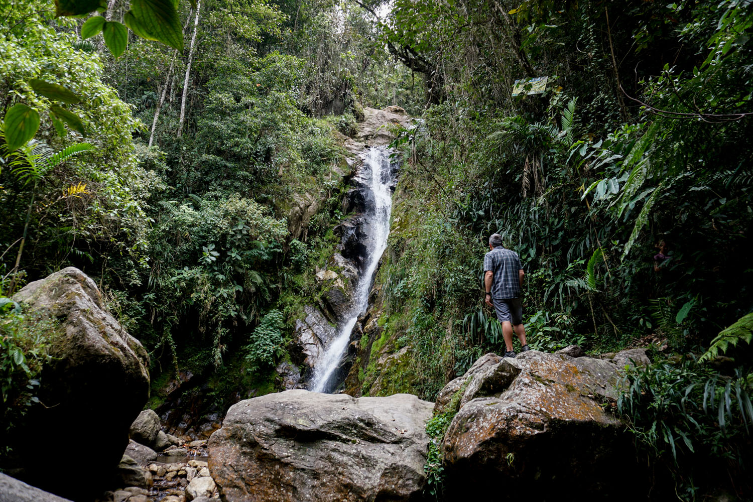The first waterfall on our hike outside Medellín.
