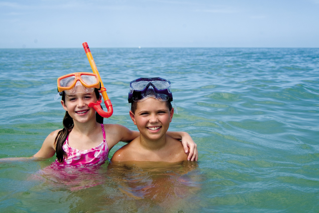 Kids snorkel Florida beach