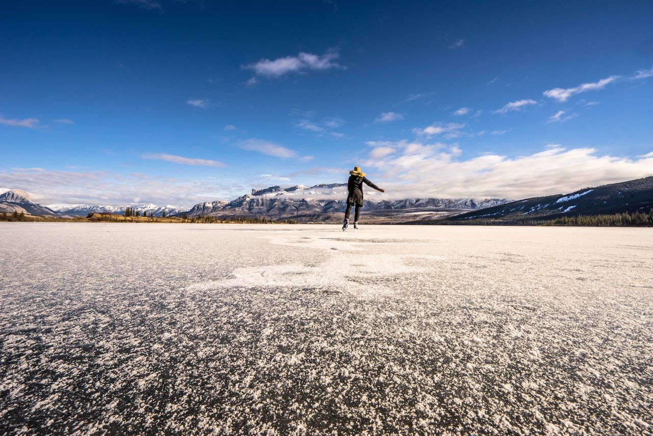 Skating in Talbot Lake Jasper