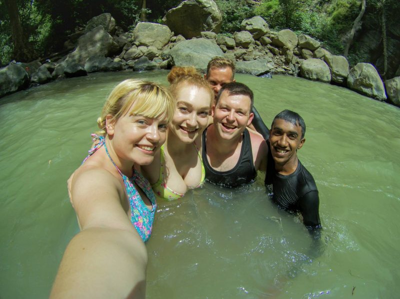Swimming in a secret waterfall in Sri Lanka with some of my favourite travel bloggers, drinking coconut arak with our wonderful butler Eranda!