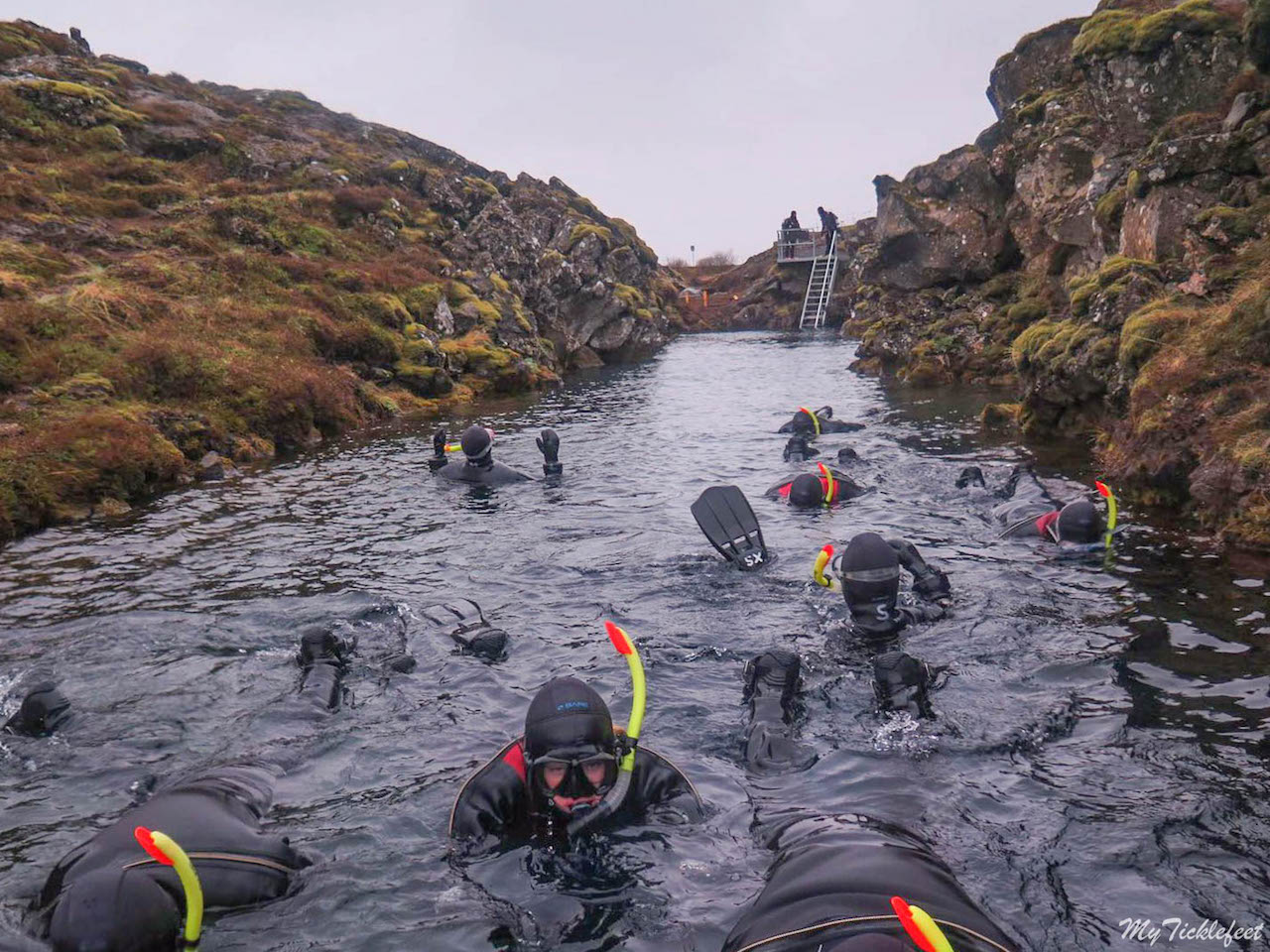 diving between tectonic plates in iceland
