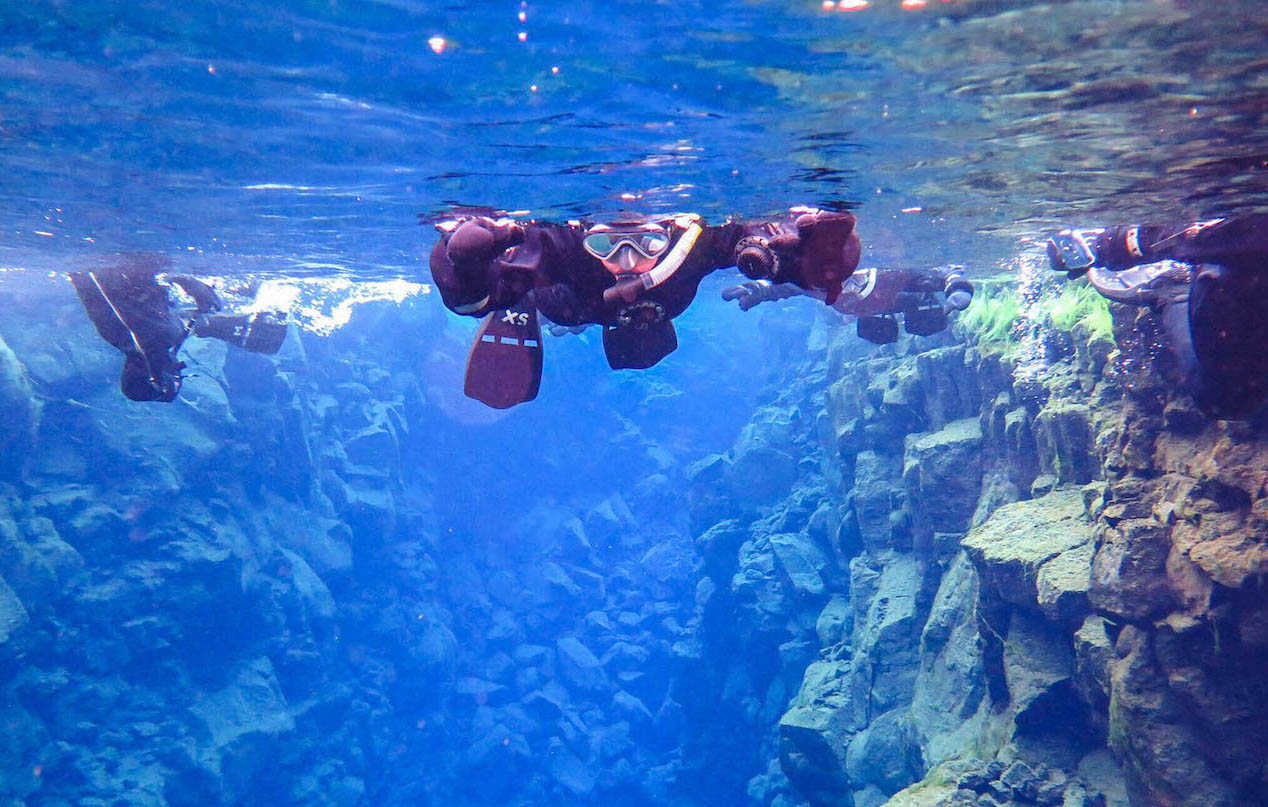 diving between tectonic plates in iceland