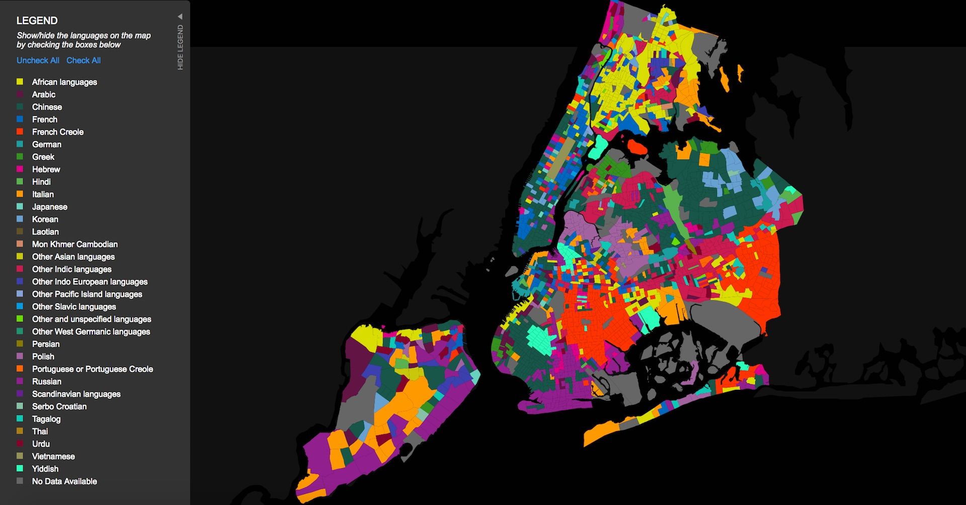 Language map of NYC