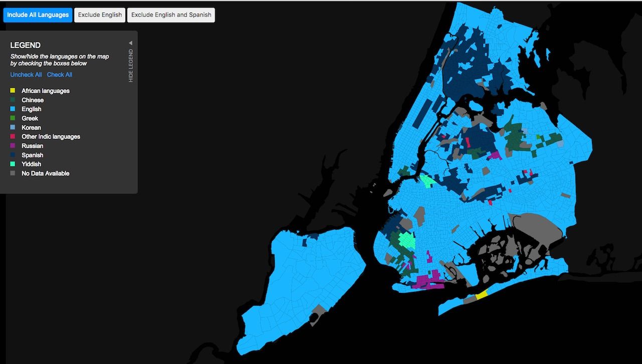 language map of NYC