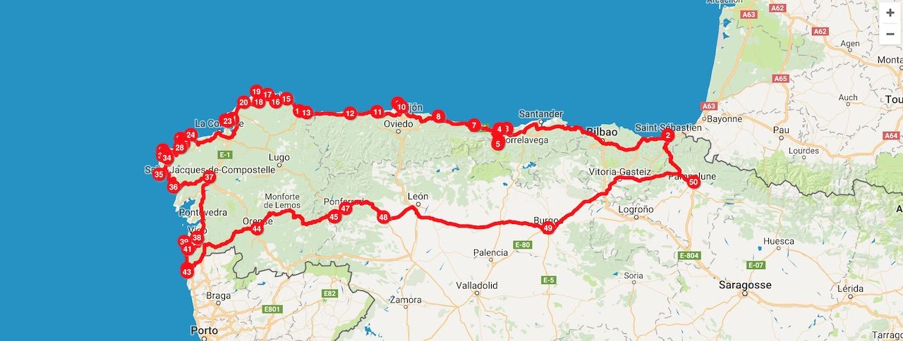 Northern Spain Map   Map Road Trip Coast Of Spain 