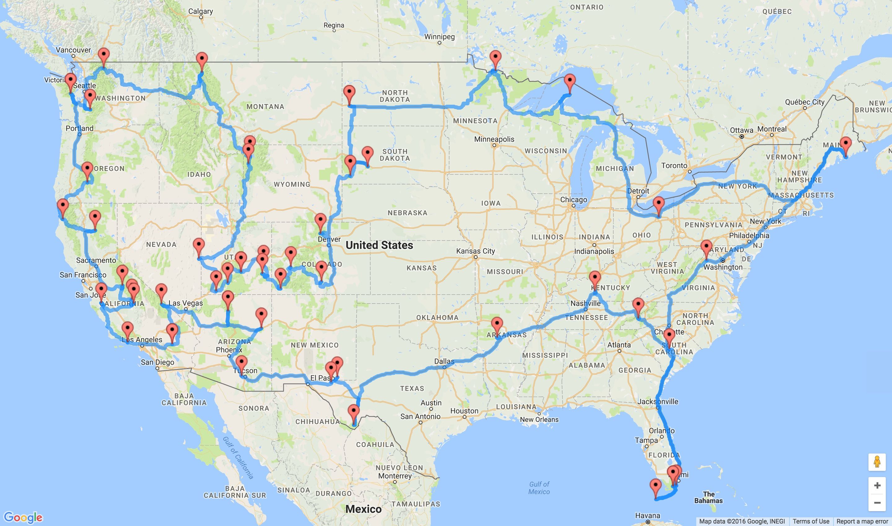 road trip route usa