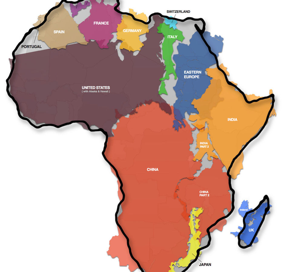 True Size Of Africa Map This map shows the actual size of Africa and it is mind boggling.