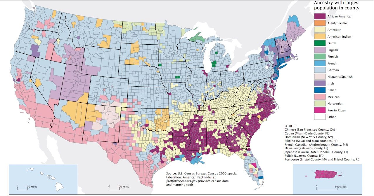 What is the ancestry of the United States' population?