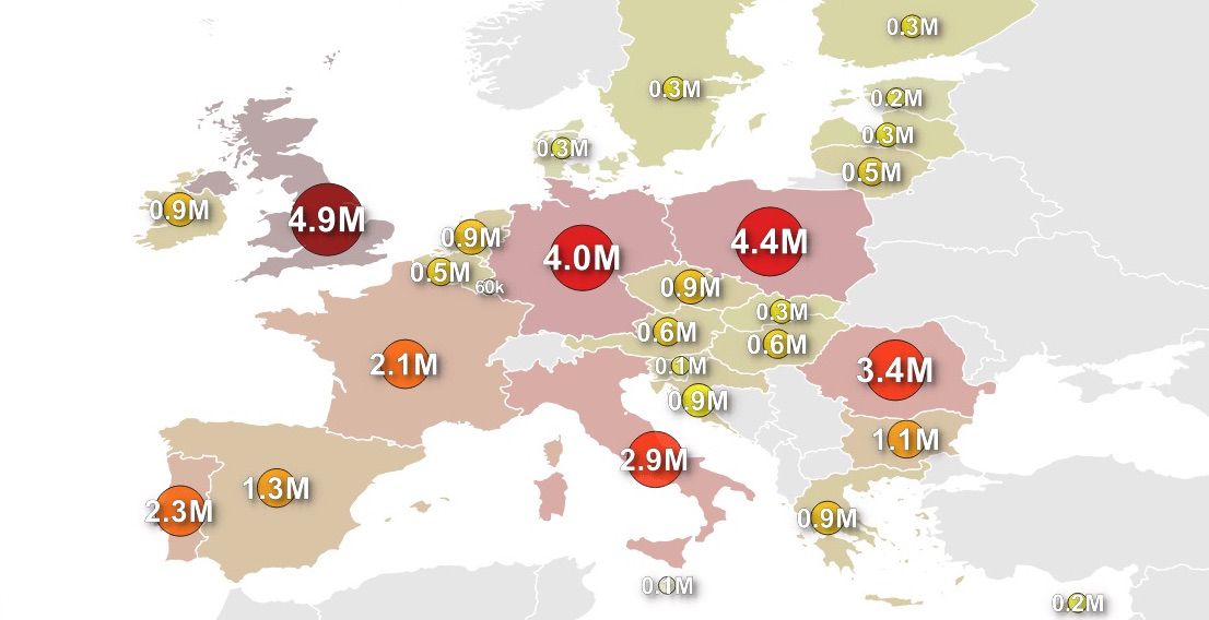 The number of European Union citizens living outside of their home country