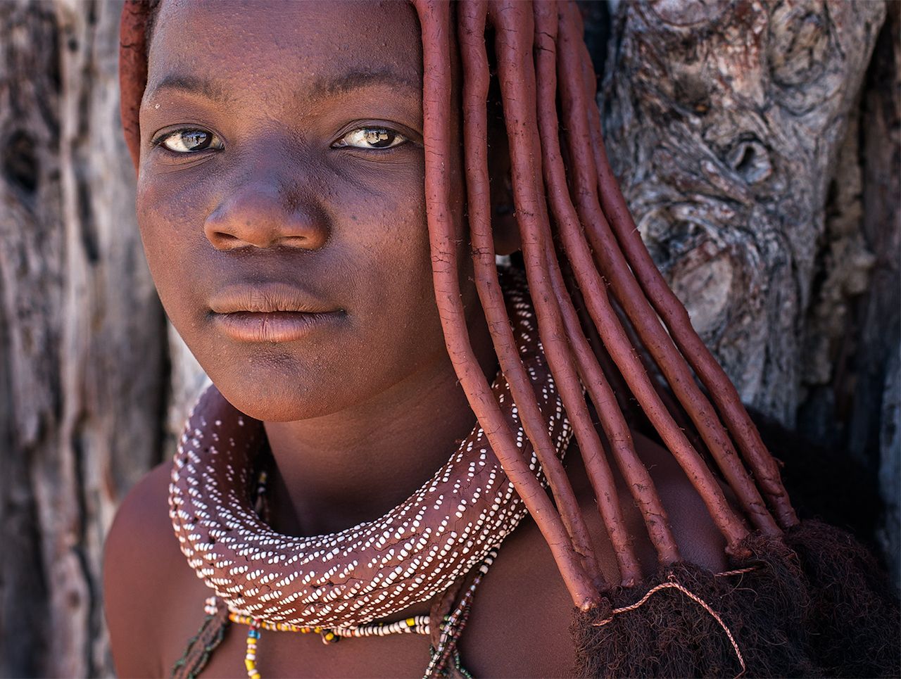Himba boy, Namibia. A young Himba boy with traditional 