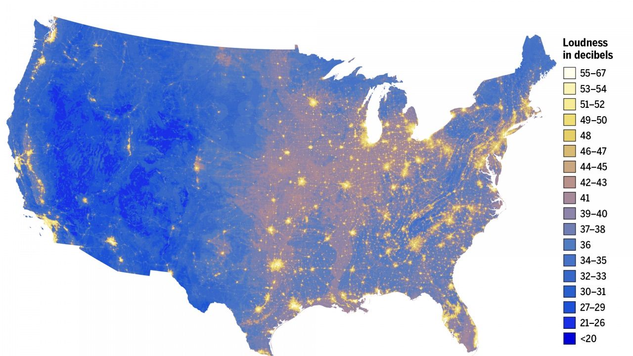 Here are the loudest and quietest places in the US