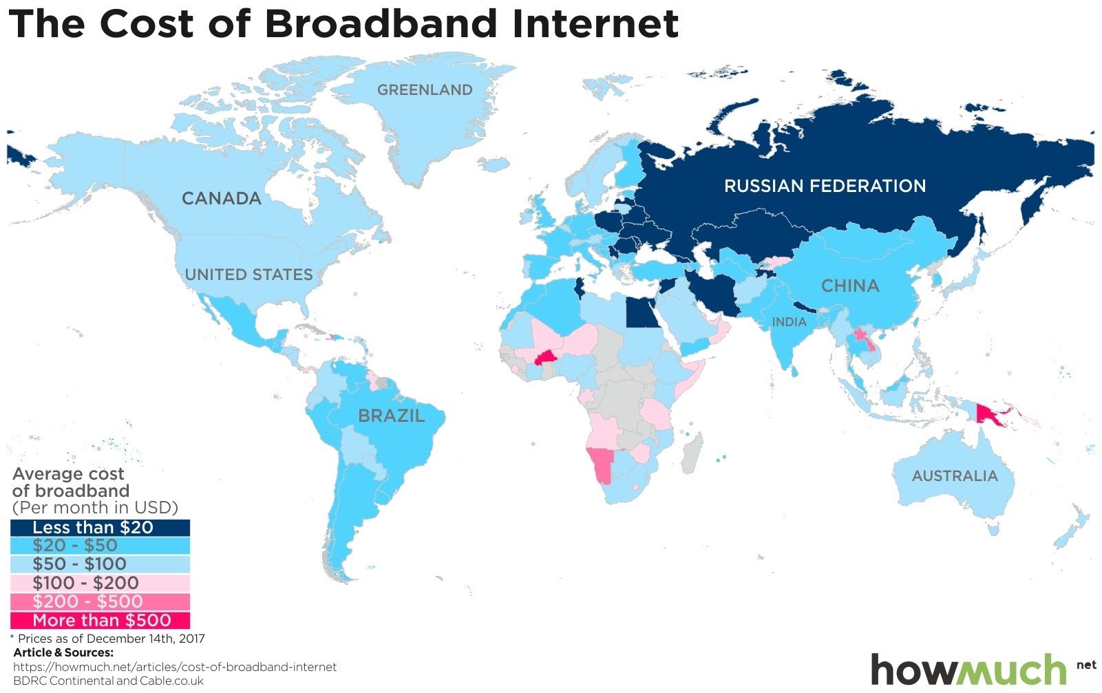 internet costs around the world map