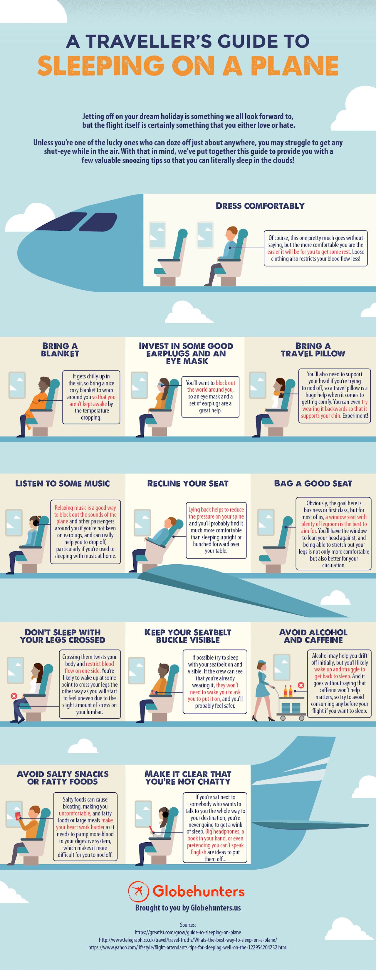 how to sleep on a plane infographic