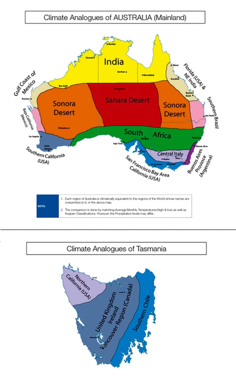 Map of the climate analogues of Australia