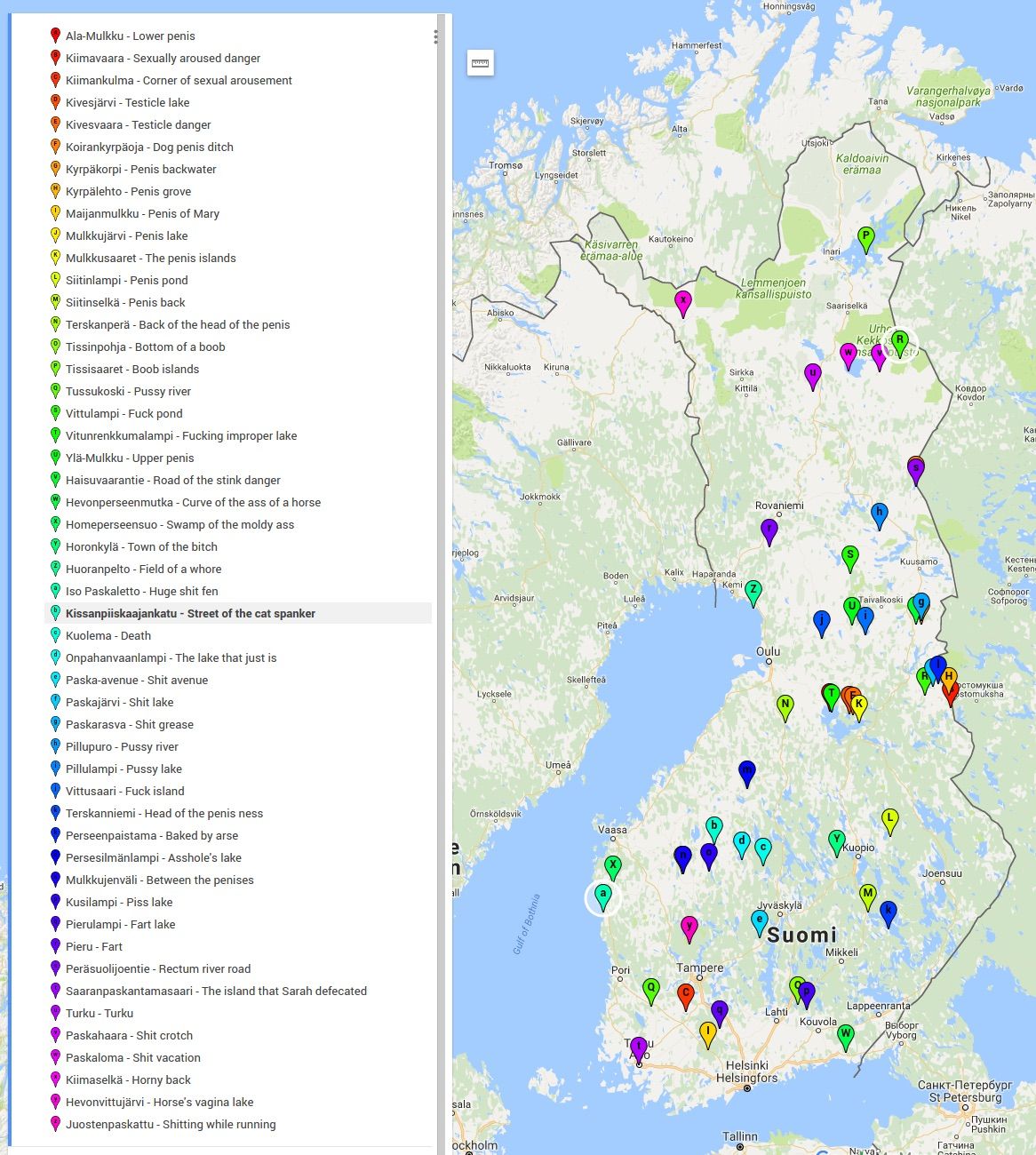 Dirty place names in Finland