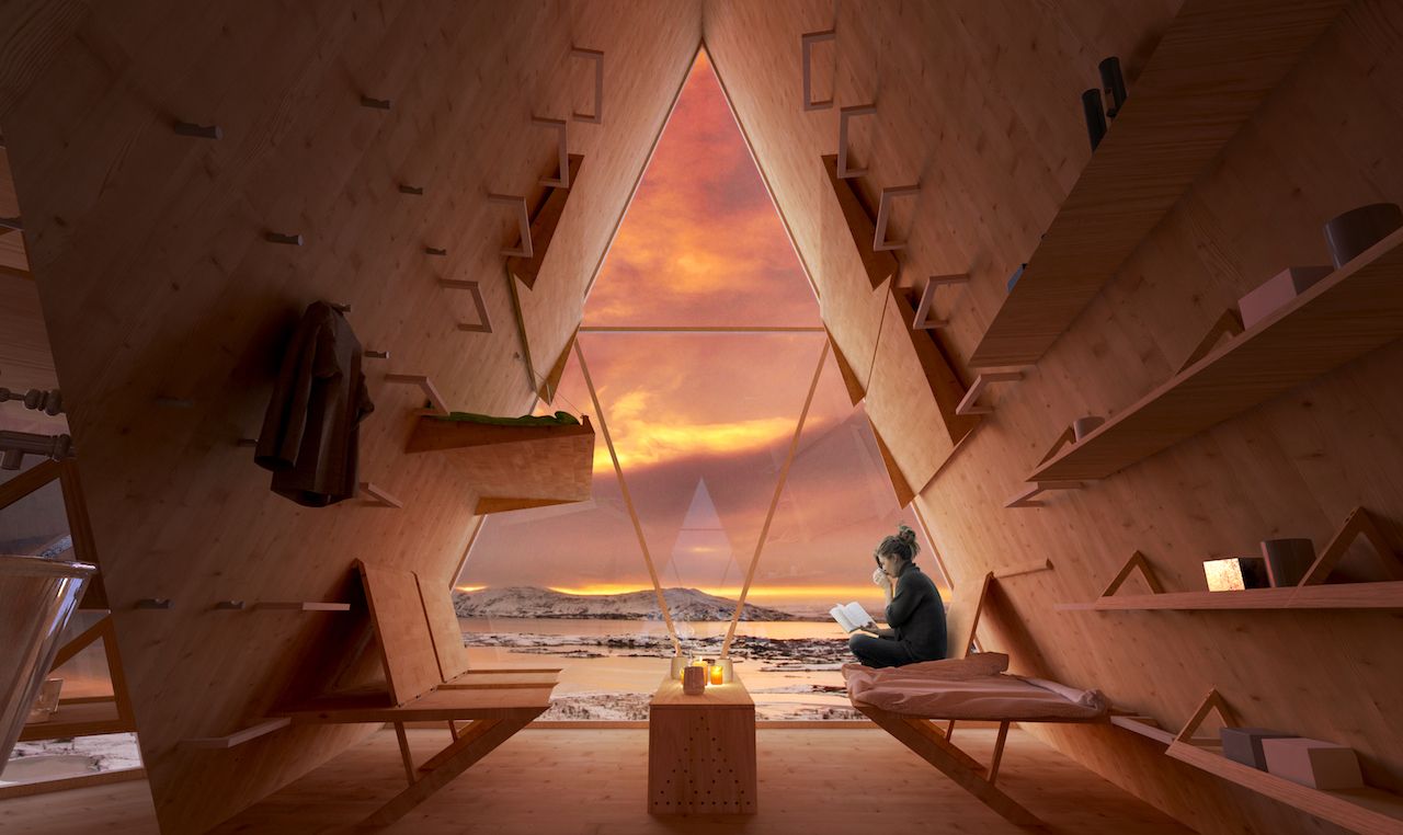 geometric tent-like cabins in Iceland