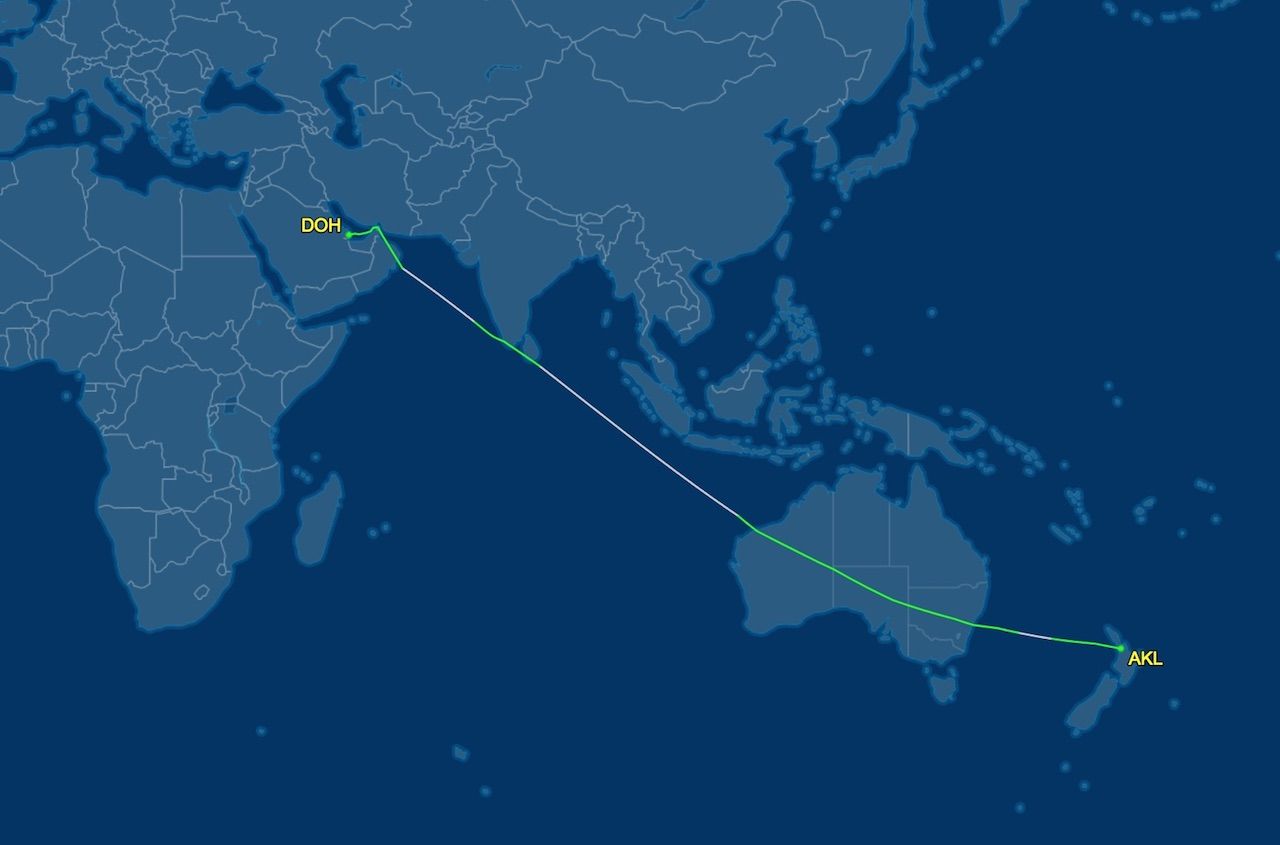 Auckland to Doha nonstop flight