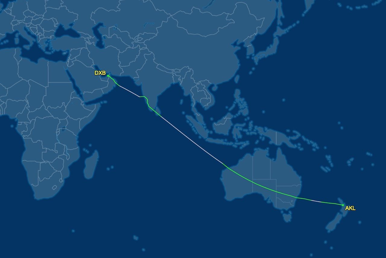 Auckland to Dubai nonstop flight