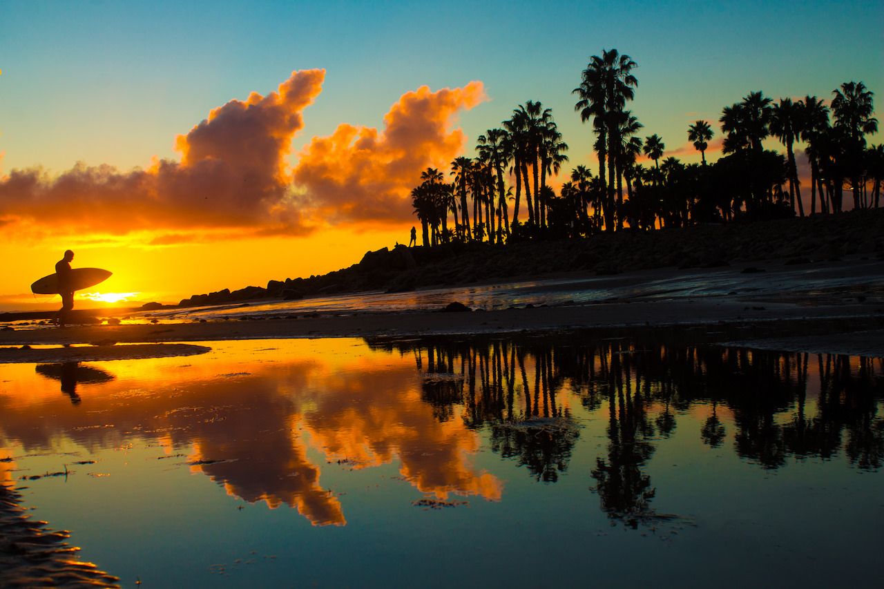 Ventura California surfing sunset