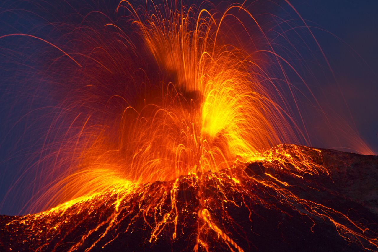 Volcano stromboli eruption