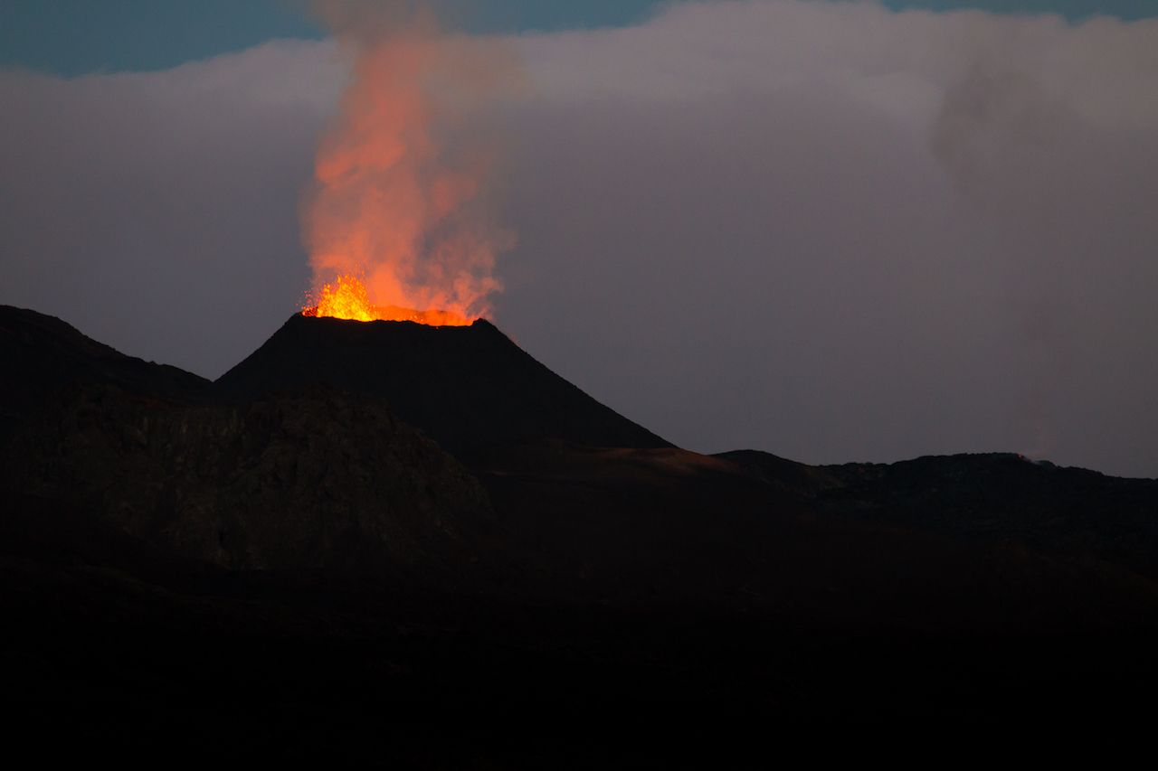 Piton de la Fournaise volcano Eruption