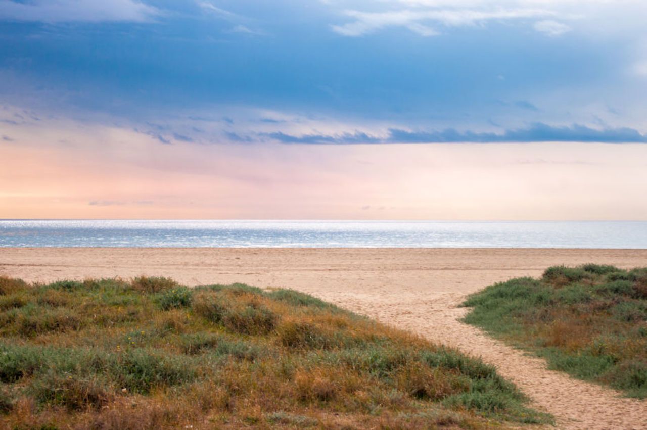 Castelldefels beach after a stormy day in Catalonia, Spain