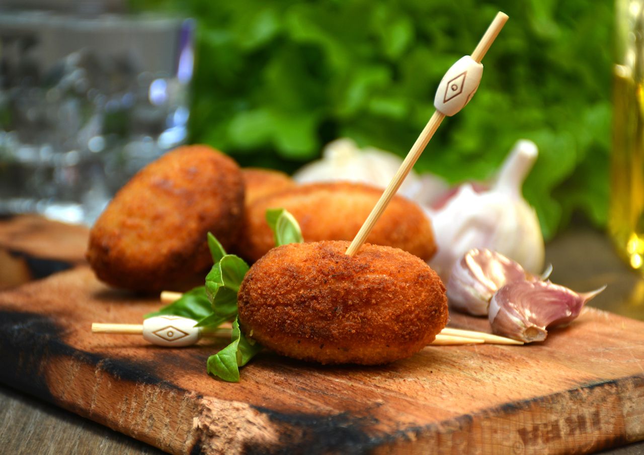 a typical type of tapas, ham croquettes
