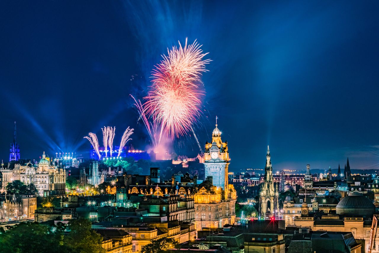 Fireworks during Edinburgh Military Tattoo, Military Parade