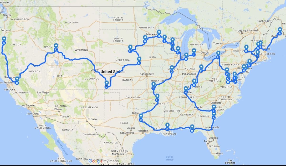 This map shows how to take a road trip through every Springfield in America