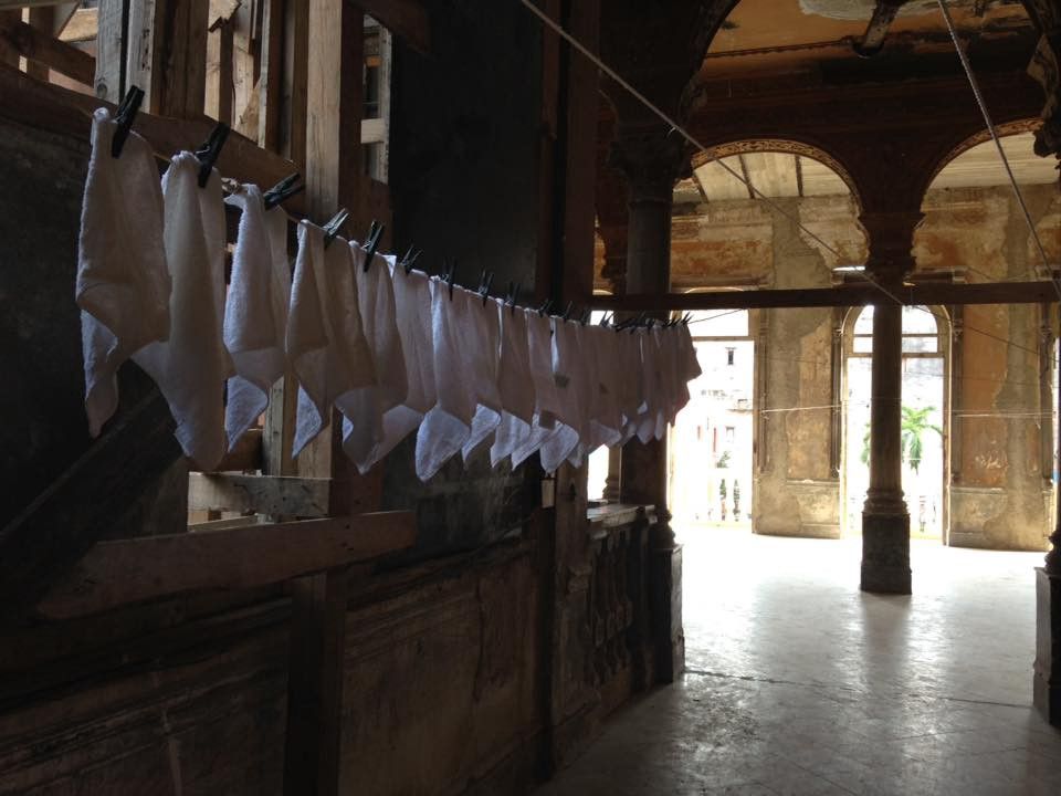 Towels hanging in Cuba