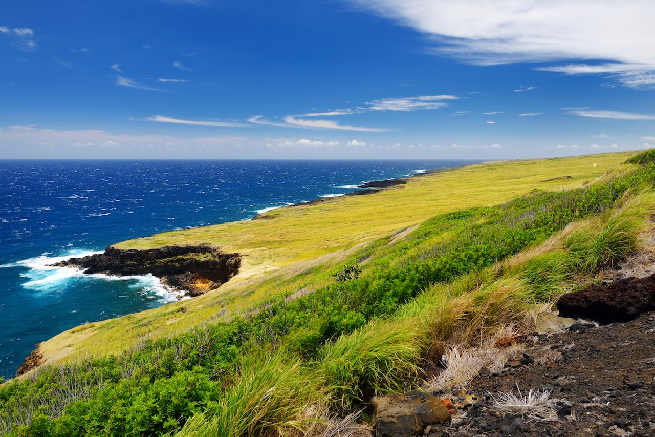 Beautiful landscape of South Maui. The backside of Haleakala Crater on the island of Maui, Hawaii, USA