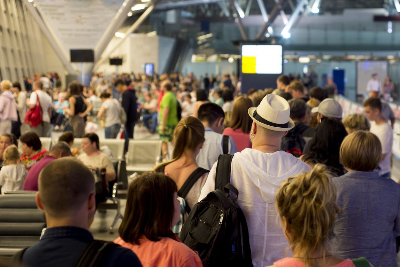 Lining up at the Boarding Gate