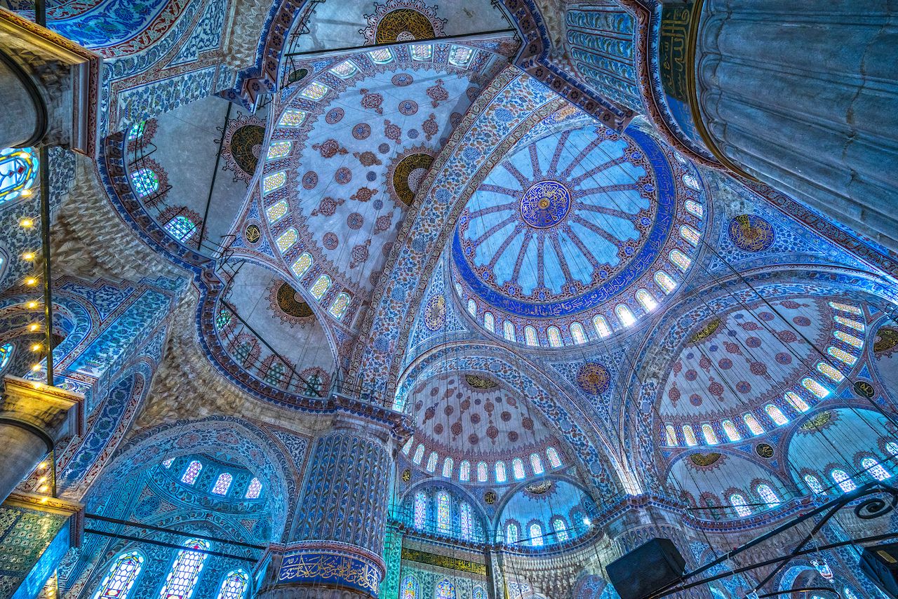 Interior of the Blue Mosque in Istanbul, Turkey