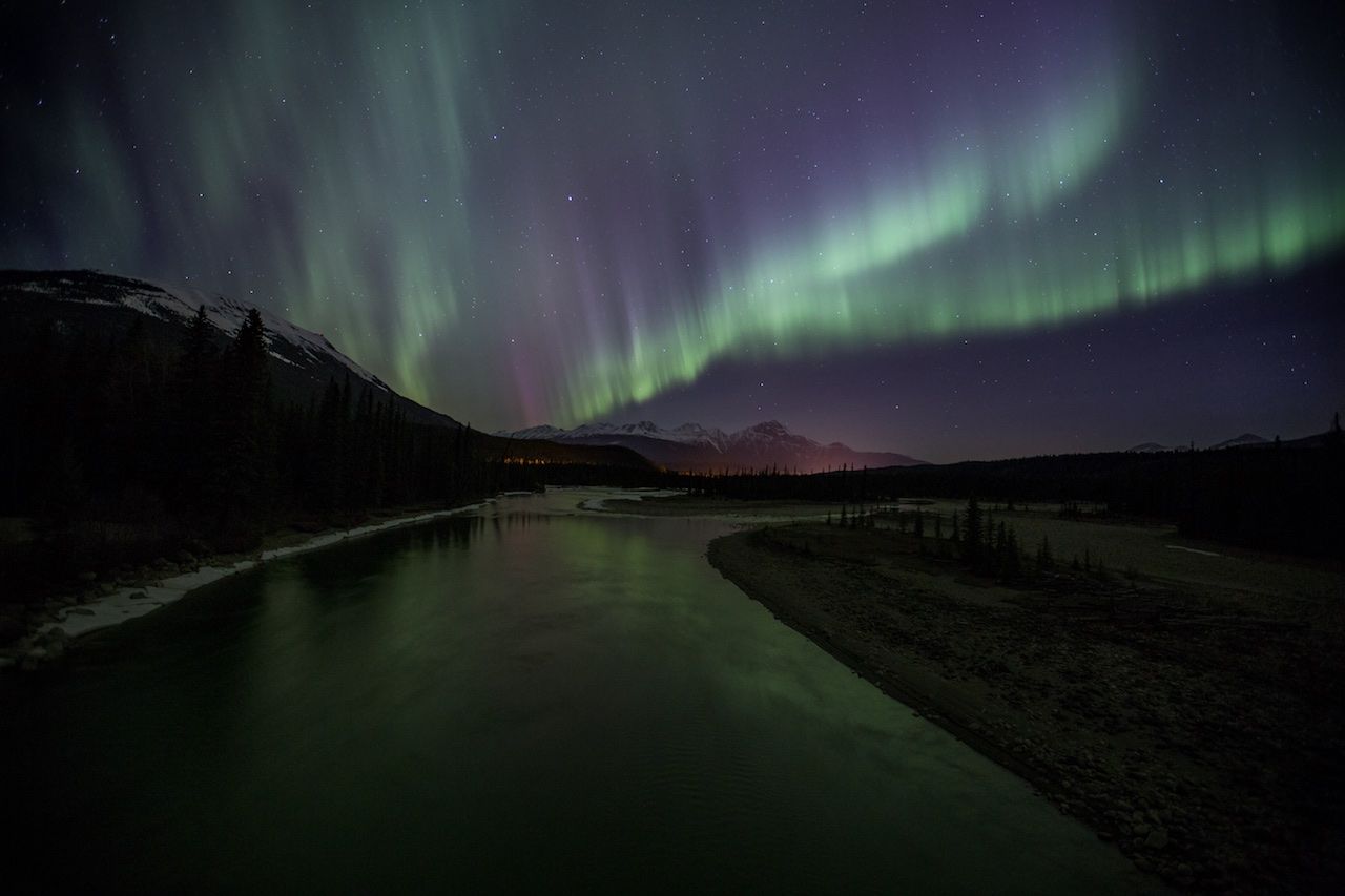 Northern Lights Jasper Canada winter