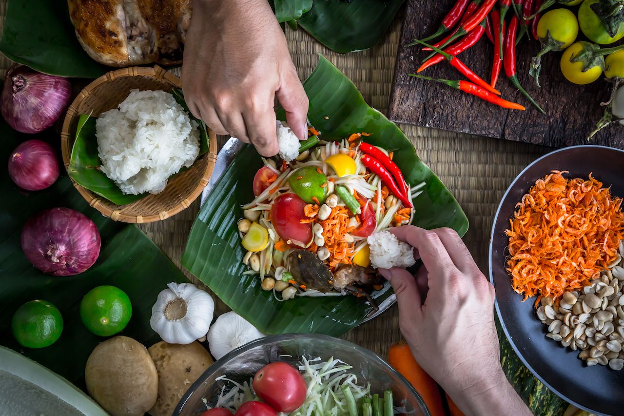 Thai food with ingredients