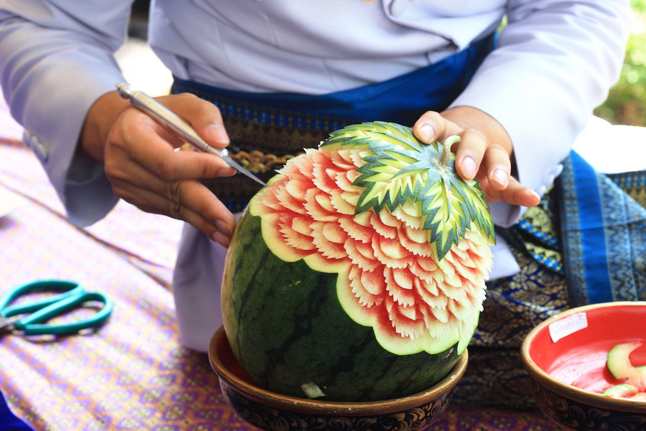 Thai watermelon carving